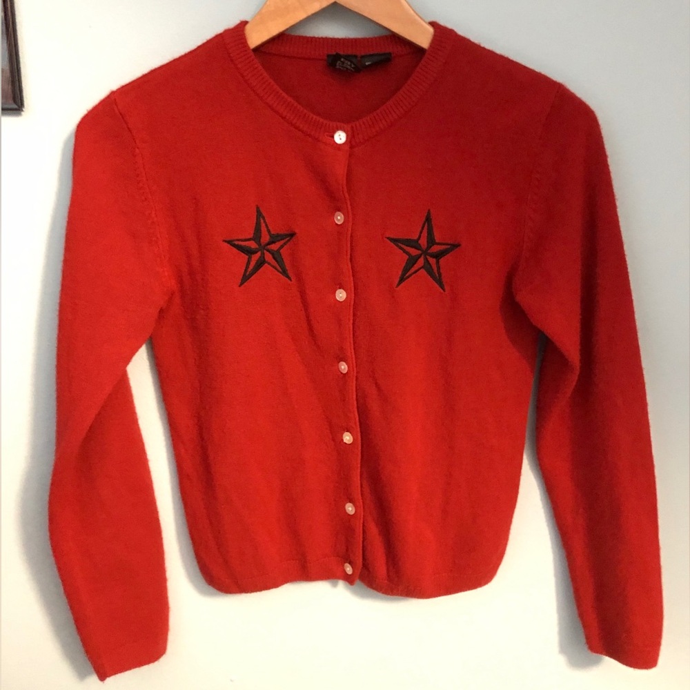 Y2K era Punk Rockabilly Retro E.C. Star Embroidery Cardigan Medium